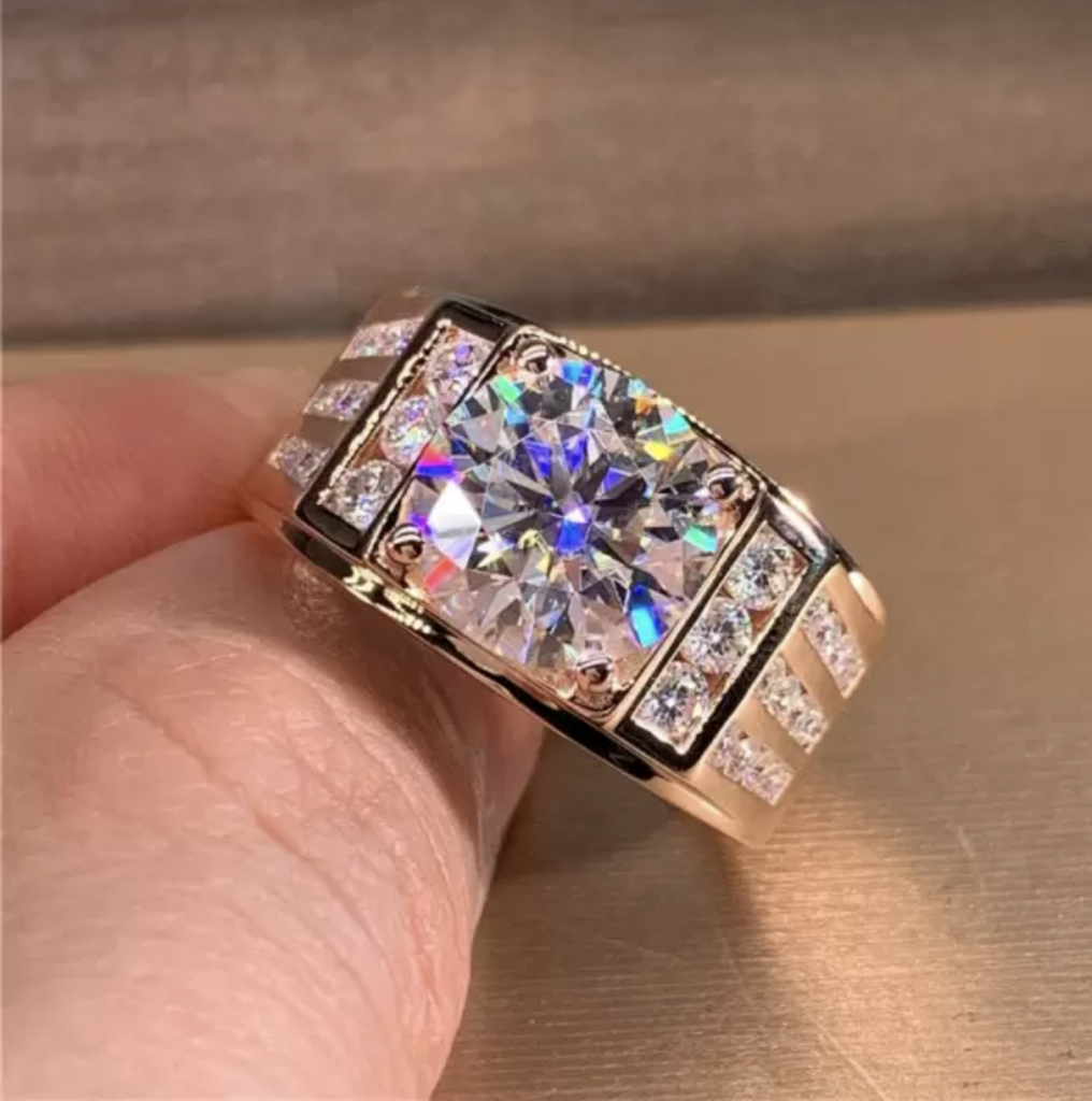 Mens White Sapphire Ring